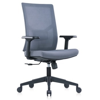 Работен стол RFG Snow Black W, до 120 кг, дамаска/меш, пластмасова база, коригиране височина, лумбална опора, сив image