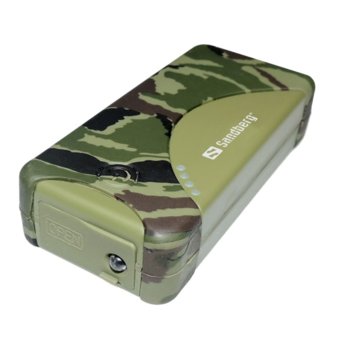 Външна батерия/power bank/ Sandberg 420-22, 5200 mAh, IP54 защитен калъф, зелена/камуфлаж | JAR Computers Sandberg 420-22 Outdoor Powerbank 5200 mAh