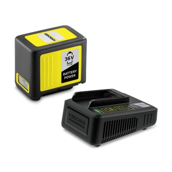 Комплект зарядно устройство и батерия Battery Power 36/50 2.445-065.0, IPX5, 36V, 5 AH, съвместим с Karcher BLV 36-240 Battery, BV 5/1 Bp, CNS 36-35 Battery, HGE 36-60 Battery, HGE 36-60 Battery | JAR Computers Karcher Battery Power 36/50