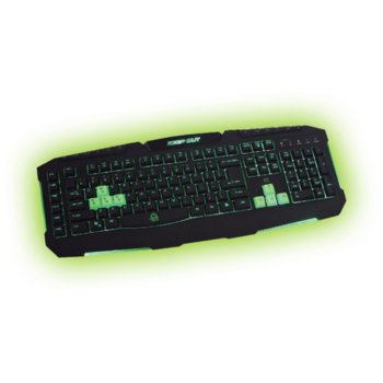 Клавиатура KEEPOUT F90, гейминг, 6 програмируеми макро клавиша, подсветка, черно/зелена, USB image