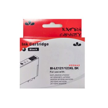 Касета за Brother MFC J470DW/J650DW/J870DW/J4410DW/J4510DW/J4610DW/J4710DW/J6920DW/J132W, DCP J552DW/J752DW/J4110DW - Black - BI-LC123XLBK - Neomax - Неоригинална, Заб.: 20 ml капацитет | JAR Computers Касета за Brother BI-LC123XLBK