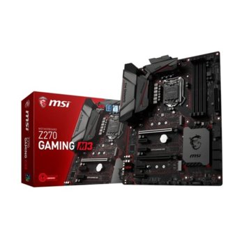 Дънна платка MSI Z270 GAMING M3, Z270, LGA1151, DDR4, PCI-E(DVI,HDMI)(CF), 6x SATA 6Gb/s, 2x M.2 Socket, 10x USB 3.1, 6x USB 2.0, ATX | JAR Computers MSI Z270 GAMING M3