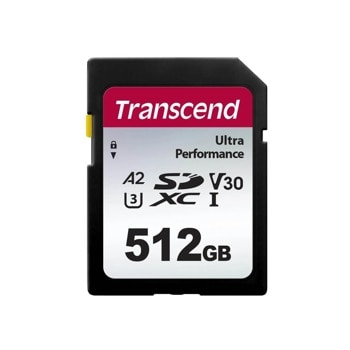 Карта памет 512GB SDXC, Transcend 340S Ultra Performance, UHS-I U3, скорост на четене до 160MB/s, скорост на запис до 90MB/s | JAR Computers Transcend 340S Ultra Performance 512GB SD Card