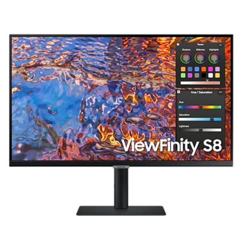 Монитор Samsung ViewFinity S8 LS-27B800P (2022), 27" (68.58cm), IPS панел, 4K/UHD, 5ms, 300cd/m2, DisplayPort, USB-C, LAN | JAR Computers Samsung ViewFinity S8 LS27B800PXPXEN