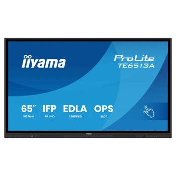 Интерактивен дисплей IIYAMA TE6513A-B1AG, 64.5" (163.83 cm) 4K/UHD IPS сензорен дисплей, DisplayPort, HDMI, USB, USB-C, RS232, Wi-Fi, Bluetooth, LAN | JAR Computers IIYAMA TE6513A-B1AG