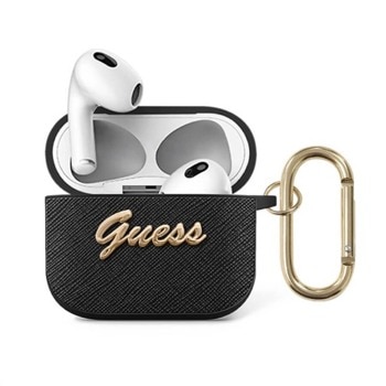 Предпазители Guess Airpods 3 Saffiano Metal Logo Hard Case, за Apple Airpods 3, кожен, с карабинер, черен | JAR Computers Guess Airpods 3 Saffiano Metal Logo GUA3SASMK