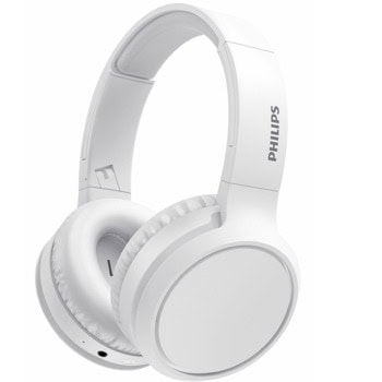 Слушалки Philips TAH5205WT/00, безжични, Bluetooth, 40mm драйвери, до 29 часа време на работа, бели | JAR Computers Philips TAH5205WT/00