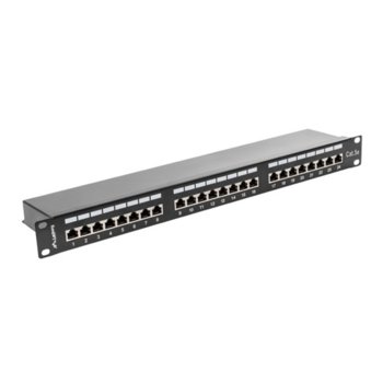 Пач панел Lanberg PPS5-1024-B, 24x порта, 19", 1U, Cat.5e, Shielded, IDC T568A/T568B, черен | JAR Computers Lanberg PPS5-1024-B