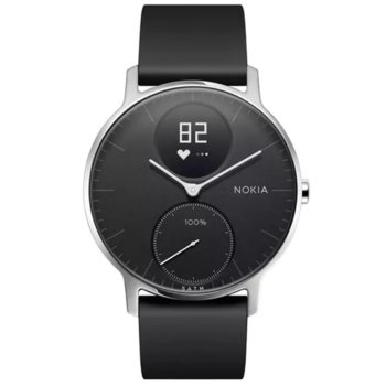 Смарт часовник Withings Steel HR, 36mm, измерване на крачки и пулс, до 25 дни време за работа, черен | JAR Computers Nokia Steel HR Hybrid Smartwatch (36mm) Black