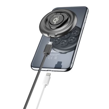 Зарядно устройство Cellular Line, от контакт към QI wireless, безжично, 7.5W, черно, с вакуум за по лесно захващане | JAR Computers Cellular Line Безжично зарядно с вакум IT6151