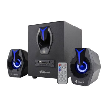 Тонколони Kisonli ТМ-6100U, 2.1, 11W RMS (2x3W + 5W), Bluetooth, USB, Jack 3.5mm, черни | JAR Computers Kisonli ТМ-6100U