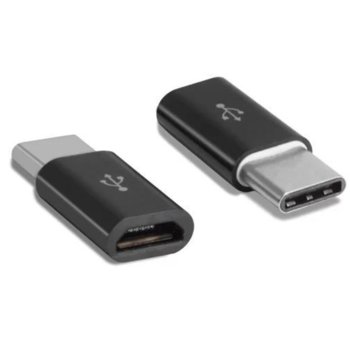 Преходник VCom, от USB-C(м) към MicroUSB(ж), черен | JAR Computers VCom CA433