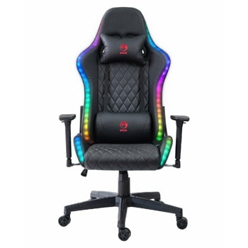 Геймърски стол Marvo Gaming Chair CH-35, до 150kg, 100 mm газов амортисьор, 2D регулируеми облегалки за ръцете, RGB подсветка, черен image