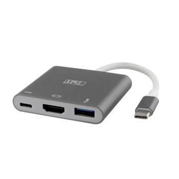 Докинг станция TnB, от USB C към, 1x USB C, 1x USB A, 1x HDMI, сива | JAR Computers TnB троен USB C USB A HDMI