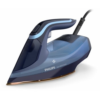 Парна ютия Philips DST8020/20, 55 г/мин непрекъсната пара, 240 г/мин парен удар, 300 мл. резервоар, гладеща повърхност SteamGlide Elite, технология OptimalTEMP, 3000W, синя | JAR Computers Philips DST8020/20