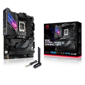 Дънна платка Asus ROG Strix Z690-E Gaming WIFI, Z690, LGA1700, DDR5, PCI-E 5.0 (DP, HDMI), 6x SATA 6Gb/s, 3x M.2, 1x USB 3.2 Gen 2x2 Type C, ATX | JAR Computers Asus ROG Strix Z690-E Gaming WIFI 90MB18J0-M0EAY0