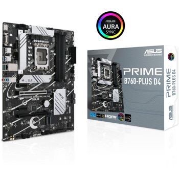 Дънна платка ASUS Prime B760-Plus D4, B760, LGA1700, DDR4, PCI-E 5.0, (DP&HDMI&VGA), 4x SATA 6Gb/s, 3x M.2, 1x USB 3.2 Gen 2x2 Type-C, ATX | JAR Computers Asus B760-PLUS LGA1700 DDR4 90MB1CW0-M0EAY0