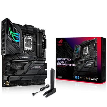 Дънна платка Asus ROG STRIX Z790-F GAMING WIFI II, Z790, LGA1700, DDR5, PCI-E 5.0 (DP&HDMI), 5x M.2, 4x SATA 6Gb/s, 1x USB 3.2 Gen 2x2 Type-C, 3x USB 3.2 Gen 2, 2.5GbE LAN, Wi-Fi 7, Bluetooth, ATX | JAR Computers Asus ROG STRIX Z790-F GAMING WIFI II 90MB1FM0