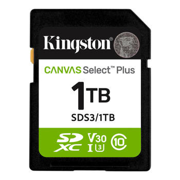 Карта памет 1TB SD, Kingston Canvas Select Plus, Class 10 UHS-I, скорост на четене до 150MB/s | JAR Computers Карта памет 1TB SD Kingston