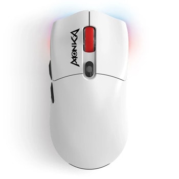 Мишка Marvo Monka Guru G995W, оптична (26 000dpi), безжична, Bluetooth, USB, бяла, RGB подсветка, PAW3395 сензор, 6 програмируеми бутона | JAR Computers Marvo Monka Guru G995W