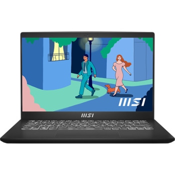 Лаптоп MSI Modern 14 C12M (9S7-14J112-058), шестядрен Intel Core i3-1215U 1.1/4.4GHz, 14.0" (35.56 cm) Full HD IPS Anti-Glare Display, (HDMI), 8GB DDR4, 256GB SSD, 1x Type-C USB3.2, No OS | JAR Computers MSI Modern 14 C12M 9S7-14J112-058