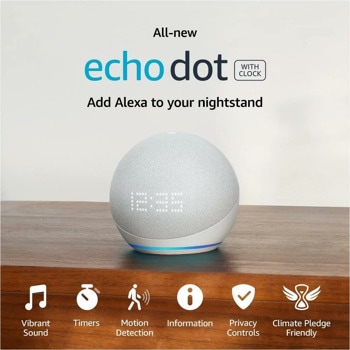 Смарт колонка с часовник Amazon Echo Dot 5 бяла