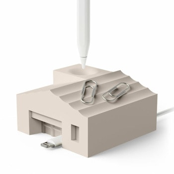 Поставка за стилус Apple Pencil и други, Elago Apple Pencil Silicone Home Stand, силиконова, бежова image