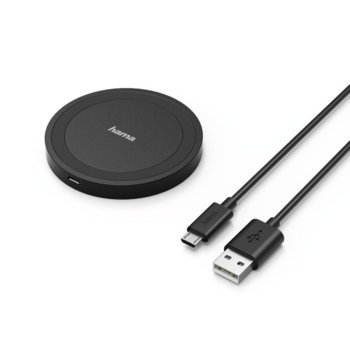 Зарядно устройство Hama Wireless Charger 173674, за смартфони, безжично зареждане, 1A, USB, черно | JAR Computers Hama Wireless Charger 173674