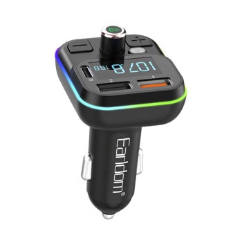 FM Трансмитер Earldom ET-M86, от 87.5 до 108.0MHz, Bluetooth, 2x USB-A, 1x USB-C, слот за microSD карта, черен | JAR Computers FM Трансмитер Earldom ET-M86