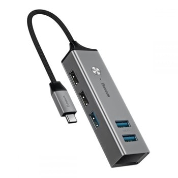 USB Хъб Baseus CAHUB-D0G, 3x USB 3.0, 2x USB 2.0, сив | JAR Computers Baseus CAHUB-D0G