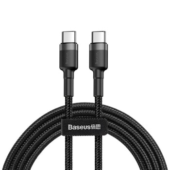 Кабел Baseus Cafule USB-C to USB-C Cable (CATKLF-GG1), от USB C(м) към USB C(м), 1m, 60W, черен | JAR Computers Baseus Cafule USB-C to USB-C Cable CATKLF-GG1