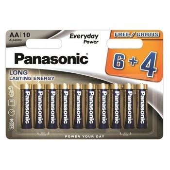 Батерии алкални Panasonic, AA, 10бр.