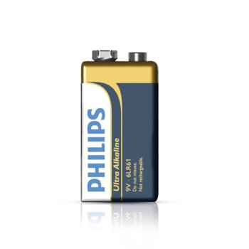 Батерия алкална Philips Ultra 6LR61, 9V, 1 бр.