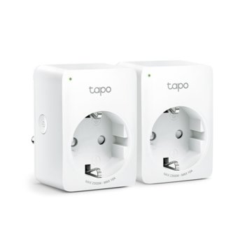 Смарт контакт TP-Link Tapo P100 2-pack, Wi-Fi, Bluetooth 4.2, Android/iOS, бял image