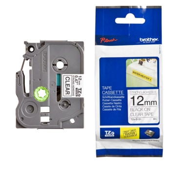 Лента за етикетен принтер Brother тип TZ, черен цвят на прозрачен фон, 12mm x 8m, PN: TZe-S131 | JAR Computers Brother TZe-S131