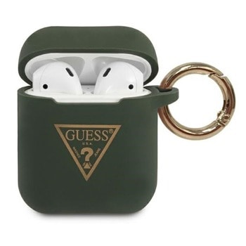 Защитен калъф Guess Triangle за Apple Airpods / Apple Airpods 2, тъмнозелен | JAR Computers Guess Triangle GUACA2LSTLKA