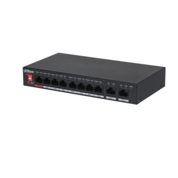 Суич Dahua PFS3010-8ET-96-V2, 1000Mbps, 10 порта, 8x 10/100 Mbps PoE, 2x 10/100/1000 Mbps | JAR Computers Dahua PFS3010-8ET-96-V2