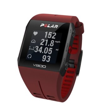 Смарт часовник Polar V800 в комплект със смарт каишка H10 Heart Rate, 128x128 pix. дисплей, Bluetooth, GPS, 8MB вградена памет, до 13 часа време за работа, до 30м водоустойчивост, черен/червен | JAR Computers Polar V800
