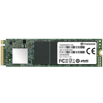Памет SSD 256GB Transcend TS256GMTE110S, NVMe, M.2 (2280), скорост на четене 1700 MB/s, скорост на запис 1500 MB/s | JAR Computers Transcend 256GB TS256GMTE110S