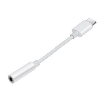 Кабел Makki CBL-C-AUDIO-WH, от USB Type-C(м) към 3.5mm Stereo Jack 4pin(ж), 0.1 m, бял | JAR Computers Makki MAKKI-CBL-C-AUDIO-WH