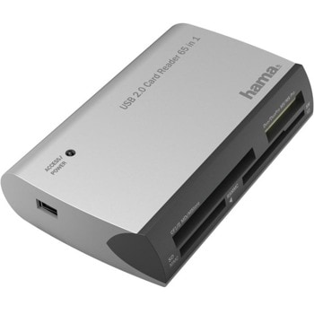 Четец за карти HAMA All in One (200129), USB 2.0, SD/microSD/CF/MS, сребрист image