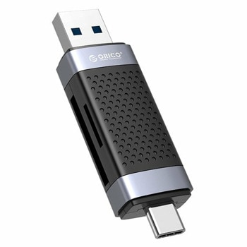Четец за карти Orico CD2D-AC2-BK, USB A 2.0/Type-C 3.1, microSD/SDHC/SDXC, черен image