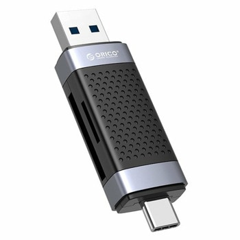 Четец за карти Orico CD2D-AC2-BK, USB A 2.0/Type-C 3.1, microSD/SDHC/SDXC, черен | JAR Computers Orico CD2D-AC2-BK