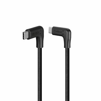 Кабел LINDY LNY-32024, от USB C(м) към USB C(м), 90° прав ъгъл, 1.5m, черен | JAR Computers Кабел LINDY LNY-32024
