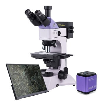 Металургичен тринокулярен цифров микроскоп MAGUS Metal D600 BD LCD, 50-400x оптично увеличение, 30mm диаметър на тръбата на окуляра, халогенно осветление, цифрова камера MAGUS CHD40, течнокристален монитор MAGUS MCD40 | JAR Computers MAGUS Metal D600 BD LCD