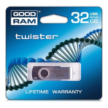 Памет 32GB USB Flash Drive, Goodram Twister, USB 2.0, черна | JAR Computers 32GB Goodram Twister