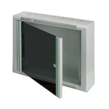 Комуникационен шкаф Security Professionals MR.WTR12U15.02, 19", 12U, 600 x 150 x 627, жилищен, slim дизайн, секретна ключалка, 4мм темперирано стъкло, сив image