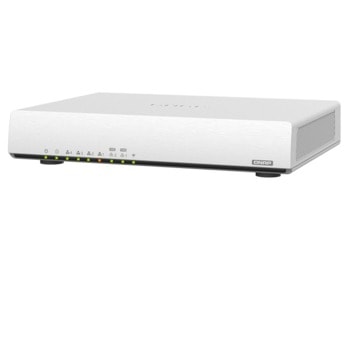 Рутер Qnap QHora-301W, 3600Mbps, 2.4GHz (1182Mbps)/5GHz (2475Mbps), Wireless AX, 2x 10GBASE-T (10G/5G/2.5G/1G/100M), 4x RJ45, 2x USB 3.2 Gen 1 port, 8 вътрешни антени | JAR Computers Qnap QHora-301W