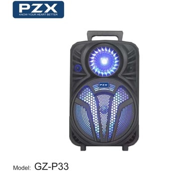 Тонколона PZX GZ-P33, 1.0, 20W RMS, Bluetooth, USB, AUX, MicroSD слот, черна, 1800mAh батерия, подсветка | JAR Computers PZX GZ-P33 1423231