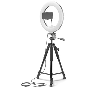 Стойка за селфи Cellularline Selfie Ring Master, Bluetooth, 3 режима на осветление, черен | JAR Computers Cellularline Selfie Ring Master IT8556